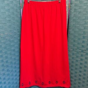 The Quacker Factory Cotton Stretch Nautical Anchor Maxi Skirt Red And Blue